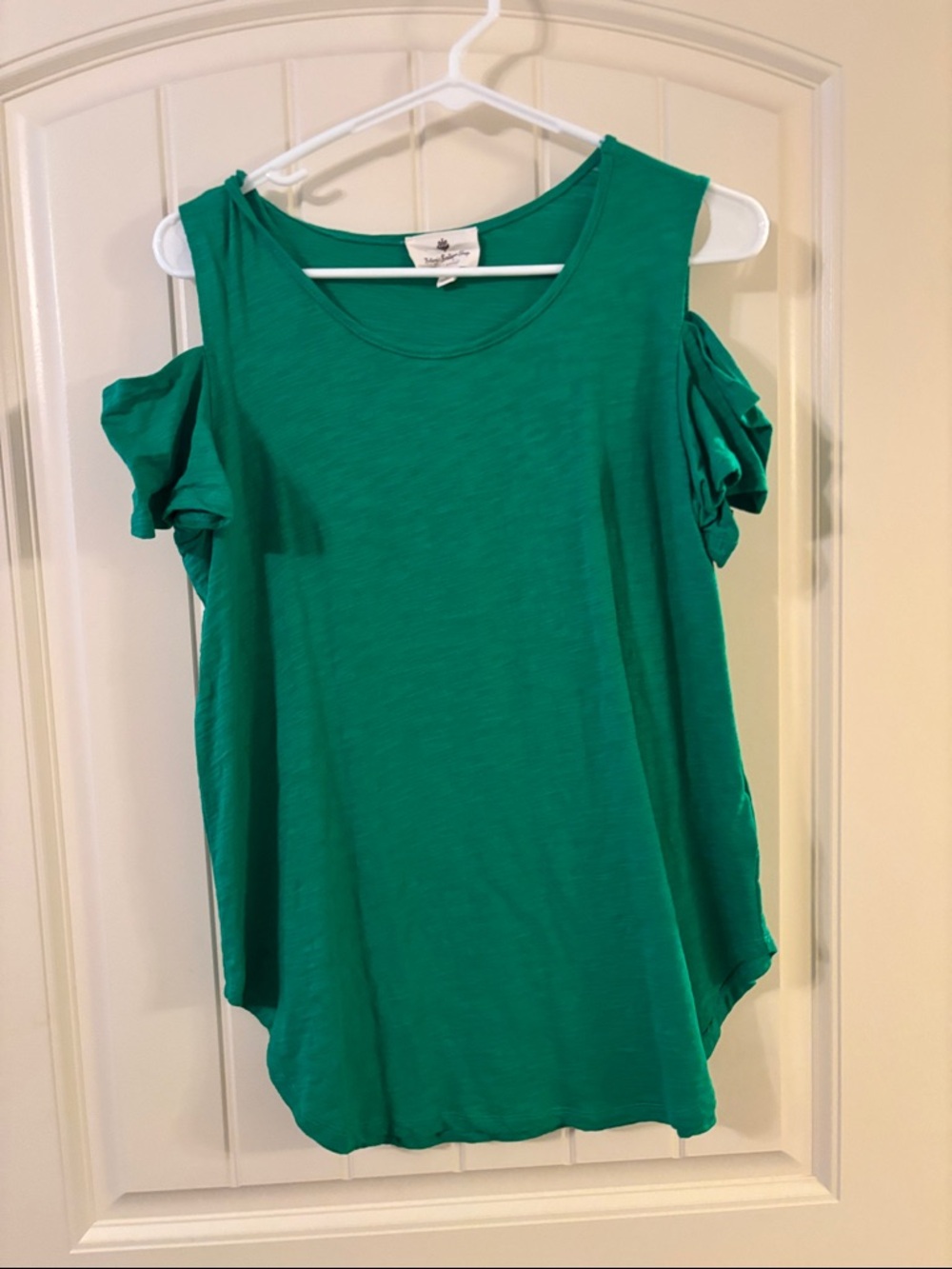Green Cold-Shoulder Ruffle Sleeve Tank Top